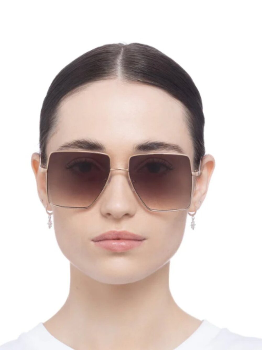 AIRE Hadron Oversized Square Sunglasses Gold Frame Brown Gradient